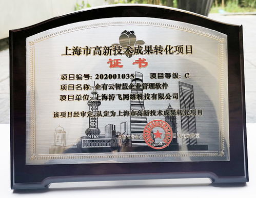 濤飛網(wǎng)絡(luò)榮獲2020年度上海市高新技術(shù)成果轉(zhuǎn)化項(xiàng)目認(rèn)定